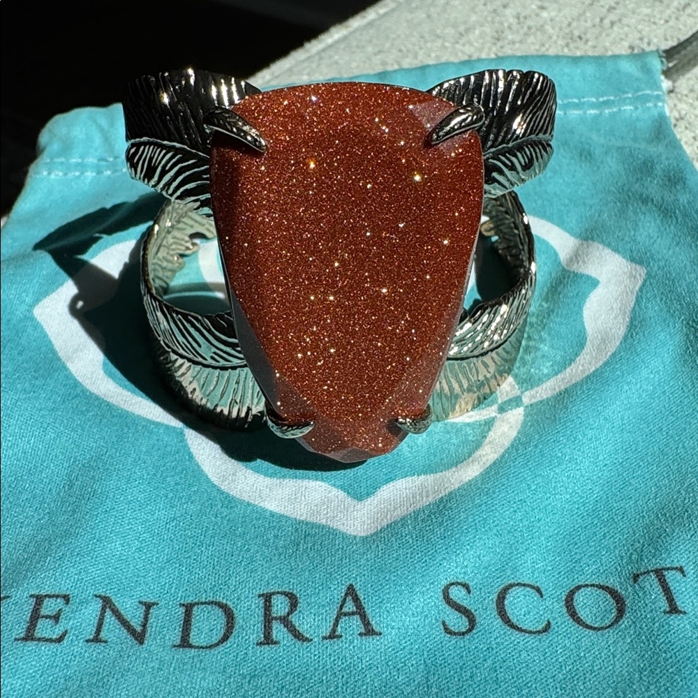 Vintage Kendra Scott “Celeste” Goldstone and Gold Feather Bracelet